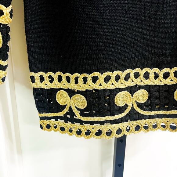 Fredrini Womens Vintage Wool Blend Tunic Length Sweater - Black Gold, Size L - Picture 4 of 7